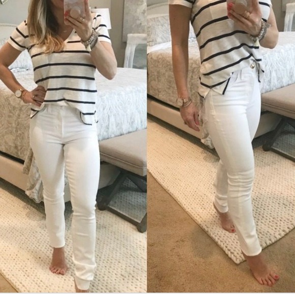 Joe's Jeans Denim - Joe’s Skinny Ankle Raw Hem White Jeans 30 W